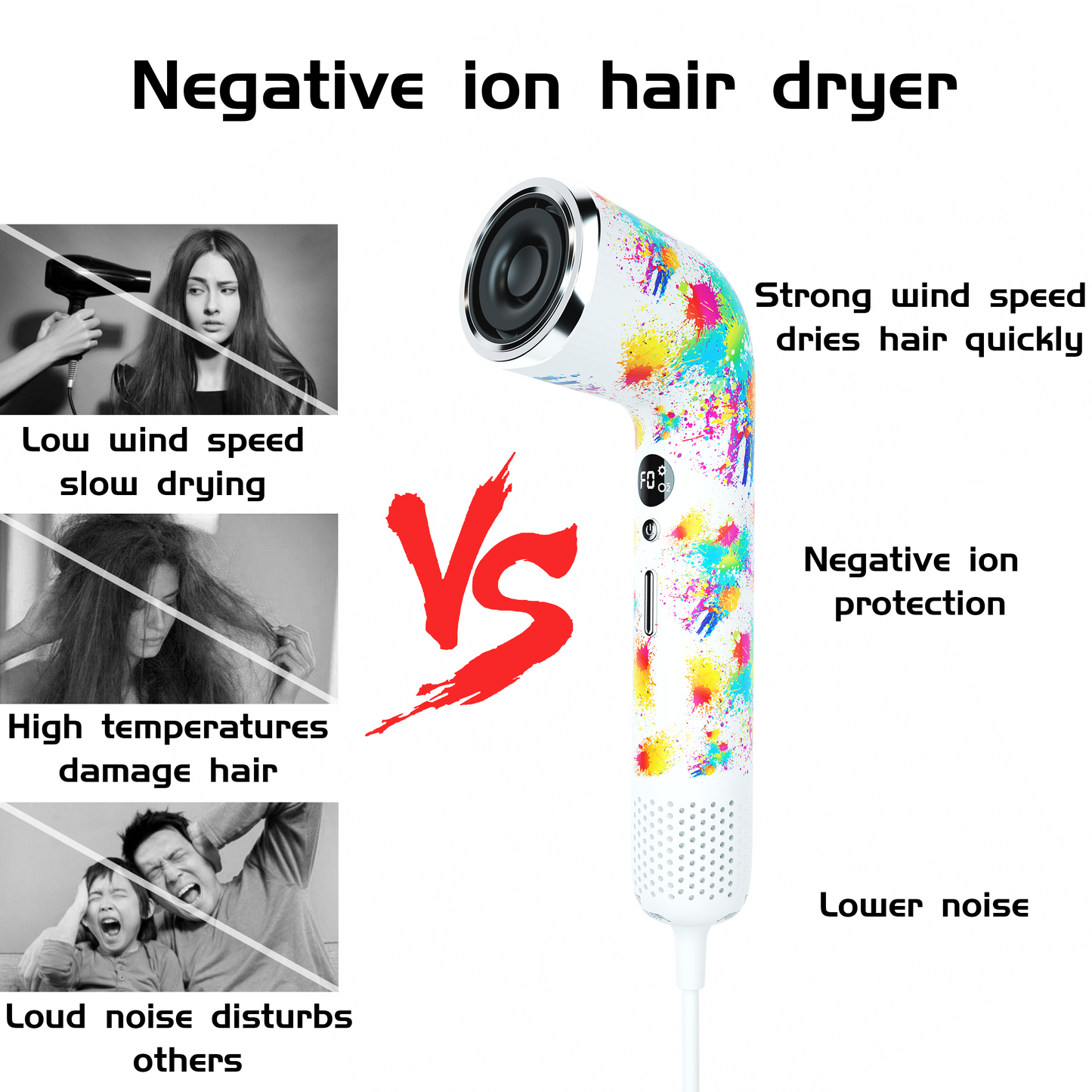 Ink Artwork-Negative Ion Hair Dryer